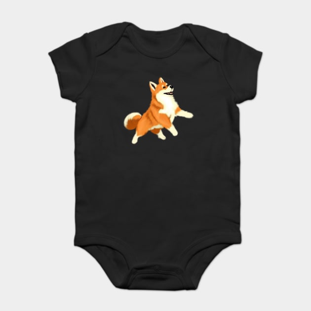 Happy Shiba Inu Dog Baby Bodysuit by logiamerch
